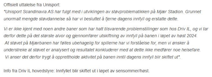 Oppdatering Mjær Stadion 15.07.24